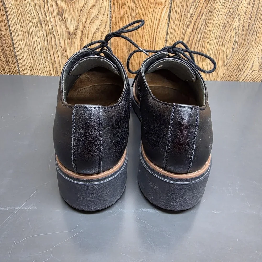 Clarks Shoes Womens 10 Black Leather Lace Up Oxford Comfort Walking Platform